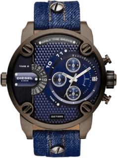 Montre Homme Diesel DZ7320 Little Daddy - Boîtier Marron, Cadran Bleu, Bracelet Denim