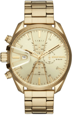 Montre Diesel DZ4475 pour Homme - Boîtier doré 47mm, Cadran bleu, Bracelet Acier brun