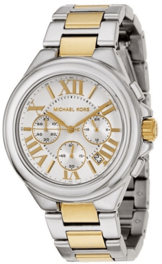 Montre Femme Michael Kors MK5653 Camille - Cadran Blanc, Bracelet Acier Inoxydable Bi-ton Argenté et Doré