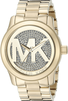 Montre Michael Kors Runway MK5706 Femme en Or - Cadran Argent avec Logo MK Brillants