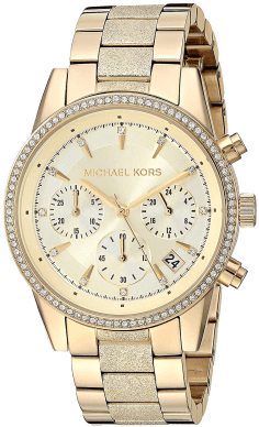 Montre Femme Michael Kors MK6597 Ritz Chronographe Dorée à Cadran Champagne