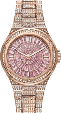 Montre Femme Michael Kors Lennox MK6992 Cadran Pavé Cristaux Bracelet Acier Or Rose