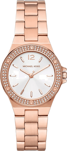 Montre Michael Kors Mini Lennox MK7279 Femme - Cadran Argent Pavé de Cristaux - Bracelet Acier Or Rose