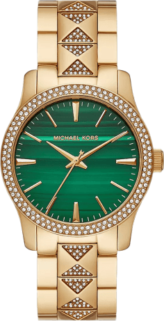 Montre Femme Michael Kors MK7390 Runway - Cadran Vert Cristaux & Bracelet Or Acier