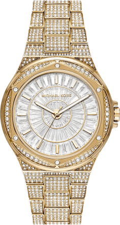 Montre Femme Michael Kors Lennox MK6991 en Or, Cadran Blanc 41mm à Cristaux, Bracelet Acier Pavé