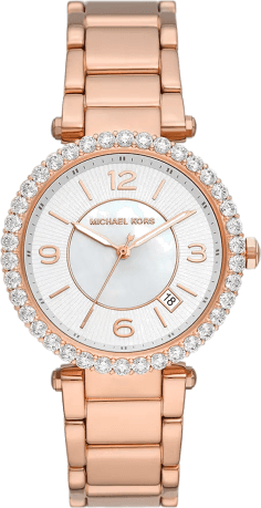 Montre Femme Michael Kors Parker MK4695 - Cadran blanc nacre, bracelet acier or rose