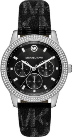 Montre Michael Kors MK2976 Tibby - Cadran multifonction noir, bracelet cuir noir - Pour femme