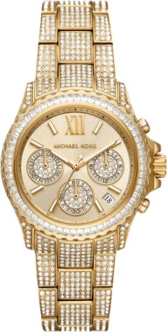 Montre Michael Kors Everest MK7254 pour femme, bracelet et cadran or pavés de cristaux