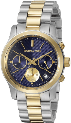 Montre Femme Michael Kors MK6165 - Chronographe Cadran Bleu & Bracelet Acier Bi-ton Or/Argent