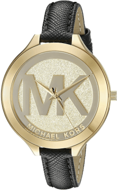 Montre Femme Michael Kors MK2392 - Cadran Or et Bracelet Cuir Noir