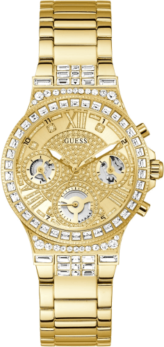 Montre Femme Guess Moonlight GW0320L2 - Boîtier doré orné de cristaux, bracelet acier doré