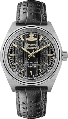 Montre Homme Vivienne Westwood Sydenham VV251BKBK - Boîtier Argent, Cadran Noir, Bracelet Cuir Perforé