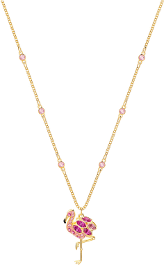 Collier Swarovski Lime Flamingo 5375303 plaqué or cristaux roses