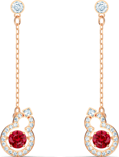 Boucles d'oreilles Swarovski Full Blessing 5539895 plaqué or rose cristaux blancs et rouges