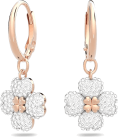 Boucles d'oreilles Swarovski Latisha Flower 5636517 plaqué or rose cristaux blancs