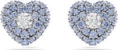 Boucles d'oreilles Swarovski Idyllia 5683576 plaqué rhodium cœurs incrustés de cristaux bleus et blancs