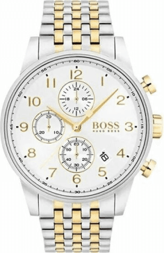 Montre Homme Hugo Boss Navigator 1513499 Chronographe Acier Inoxydable Bicolore Argent/Or