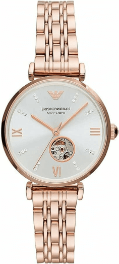 Montre Femme Emporio Armani AR60023 Automatique Squelette en Acier Or Rose