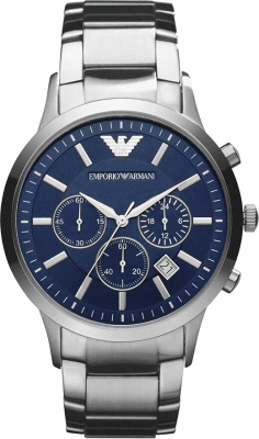 Montre Emporio Armani AR2448 en Acier avec Cadran Bleu