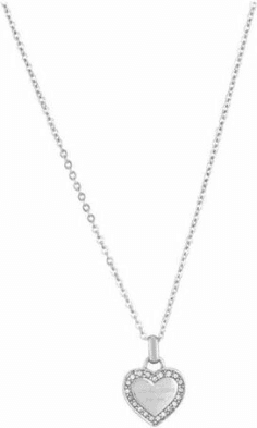 Collier Michael Kors MKJ3970040 en acier argenté pour femme, pendentif coeur orné de zirconiums