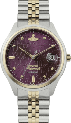 Montre Femme Vivienne Westwood Camberwell VV261BYSG - Cadran violet soleillé, bracelet acier bicolore or et argent
