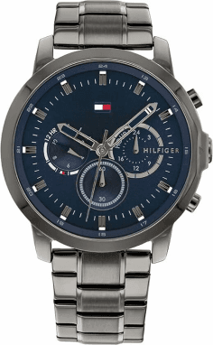 Montre Homme Tommy Hilfiger 1791796 Jameson - Boîtier Acier Gris 46mm, Cadran Bleu Texturé
