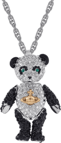 Collier Vivienne Westwood Ourson Teddy 111593B en noir avec micropavé de cristaux pour femme