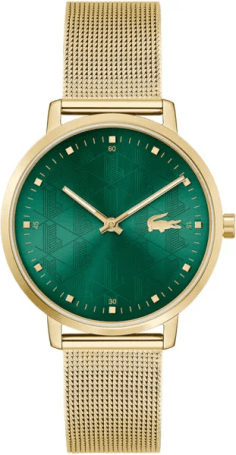 Montre Lacoste Crocorigin 2001356 pour Femme, Cadran Vert, Bracelet Acier Doré