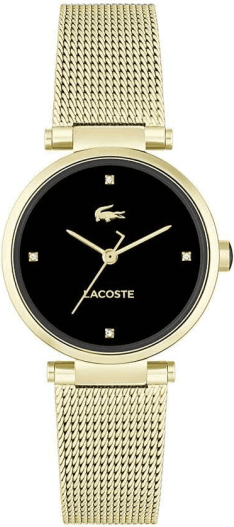 Montre Lacoste Orba 2001336 pour Femme - Boîtier et Bracelet Maille Milanaise Doré, Cadran Noir