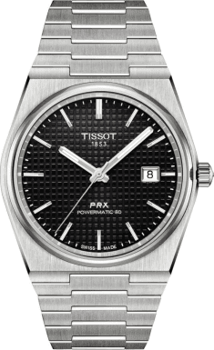 Montre Tissot T1374071105100 PRX Automatique Acier Cadran Noir Gaufré