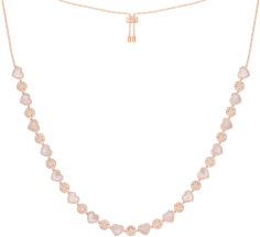 Collier APM Monaco ajustable coeurs en nacre rose plaqué or 18k