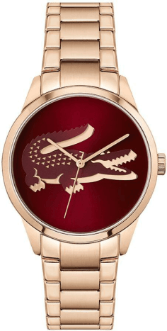 Montre Lacoste Ladycroc 2001191 pour Femme - Cadran Rouge, Bracelet Acier Or Rose