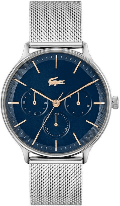 Montre Lacoste Homme Réf. 2011228 - Acier Argenté, Cadran Bleu Multifonctions