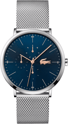 Montre Lacoste Homme Réf. 2011024 - Cadran Bleu & Bracelet Maille Milanaise Argent