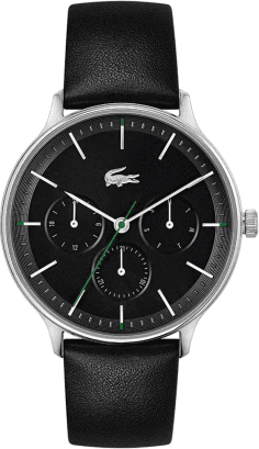 Montre Lacoste Homme Réf. 2011226 - Cadran Multifonctions Noir, Bracelet Cuir