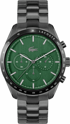 Montre Homme Lacoste Boston 2011270 - Boîtier Acier Noir, Cadran Vert Multifonctions