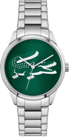 Montre Lacoste Ladycroc 2001190 pour Femme, Cadran Vert, Bracelet Acier Argenté