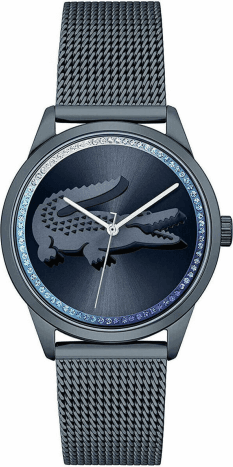 Montre Femme Lacoste Ladycroc 2001260 - Cadran bleu strass, bracelet maille milanaise acier bleu