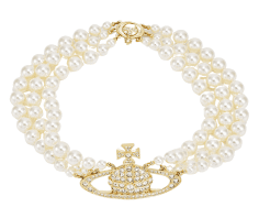 Collier Vivienne Westwood VW951L056-D00 - Ras-de-cou doré or jaune Three Row Relief pour femme