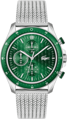 Montre Homme Lacoste Neoheritage 2011255 - Cadran Vert, Boîtier Bicolore et Bracelet Maille Milanaise Argenté