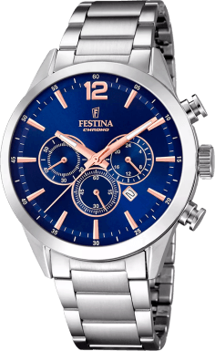 Montre Homme Festina F20343/9 - Cadran Bleu et Bracelet Acier Argenté