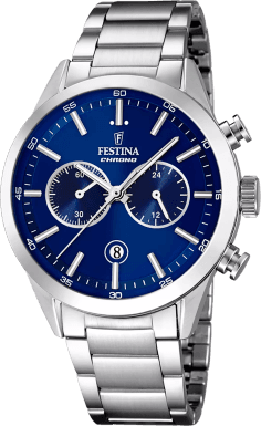 Montre Homme Festina F16826/B - Cadran Bleu Profond, Boîtier Acier Argenté