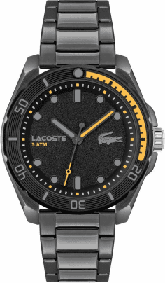 Montre Lacoste Homme 2011288 - Cadran Noir, Boîtier et Bracelet Acier Gris