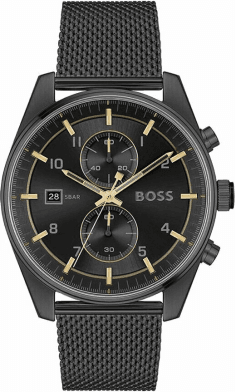 Montre Hugo Boss 1514150 Chronographe Homme Acier Noir Maille Milanaise