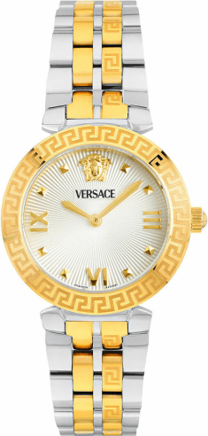 Montre Femme Versace VEOCA0324, Cadran Blanc et Bracelet Acier Bicolore Argent/Or