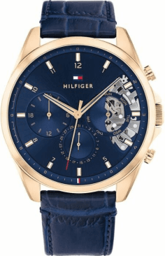 Montre Homme Tommy Hilfiger 1710451 Squelette Automatique Boîtier Acier & Bracelet Cuir Noir