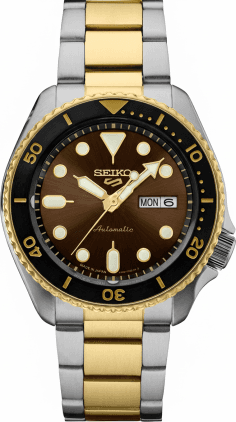 Montre Seiko SRPK22BR Automatique Homme - Boîtier Acier Bicolore, Cadran Marron