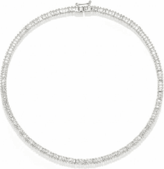 Collier Ras-de-Cou APM Monaco pavés rectangulaires argent 925 zirconiums