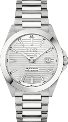 Montre Homme Hugo Boss 1514176, Boîtier et Bracelet Acier Argenté, Cadran Blanc