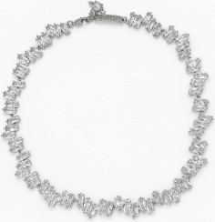 Collier ras de cou Vivienne Westwood argenté avec cristaux baguette - Réf. 112242 - Pour femme